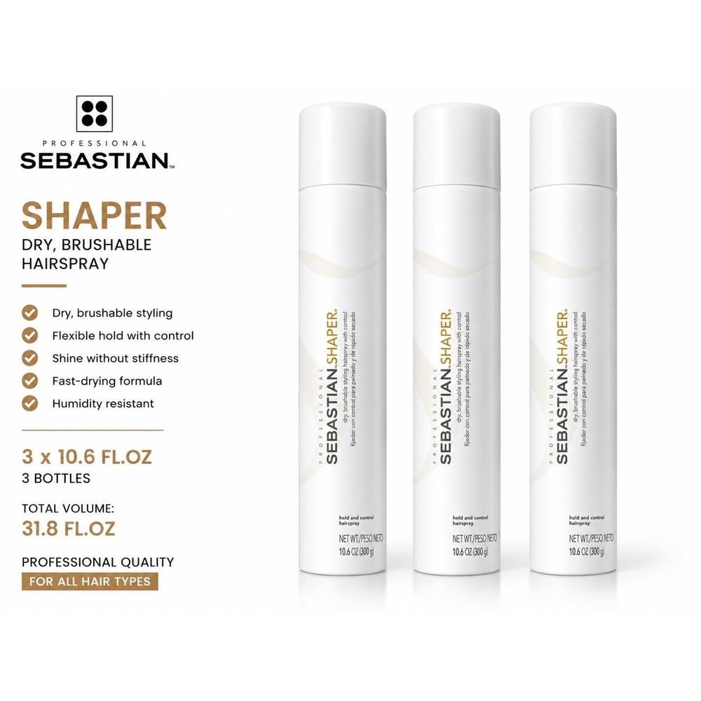 Sebastian Shaper Hairspray Brushable Styling 10.6 Oz 3 Pack
